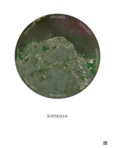 Affiche Kinshasa – Poster vue satellite 6km Couleur | Gravura – Fond clair