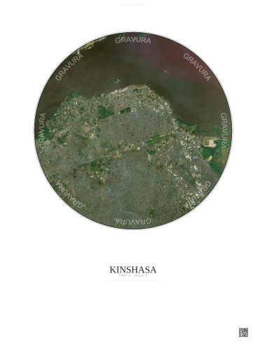 Kinshasa Satellite View Poster 6km Color | Gravura – Light background