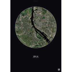 Affiche Riga – Poster vue satellite 6km Couleur | Gravura – Fond foncé