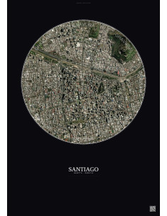 Affiche Santiago – Poster vue satellite 2.5km Couleur | Gravura – Fond foncé