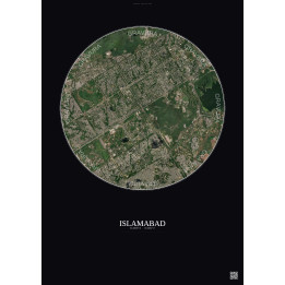 Affiche Islamabad – Poster vue satellite 6km Couleur | Gravura – Fond foncé