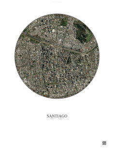 Affiche Santiago – Poster vue satellite 2.5km Couleur | Gravura – Fond clair