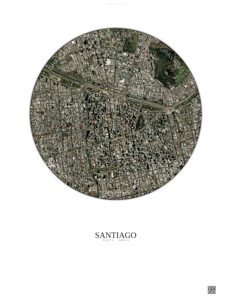 Affiche Santiago – Poster vue satellite 2.5km Couleur | Gravura – Fond clair