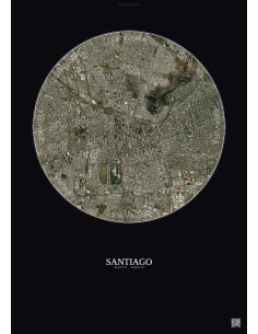 Affiche Santiago – Poster vue satellite 6km Couleur | Gravura – Fond foncé