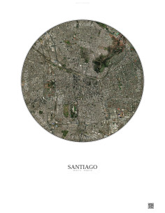 Affiche Santiago – Poster vue satellite 6km Couleur | Gravura – Fond clair