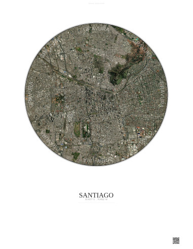 Affiche Santiago – Poster vue satellite 6km Couleur | Gravura – Fond clair