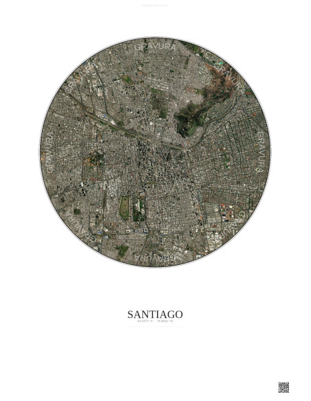 Affiche Santiago – Poster vue satellite 6km Couleur | Gravura – Fond clair