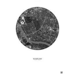 Affiche Warsaw – Poster vue satellite 2.5km N&B | Gravura – Fond clair