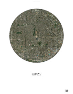 Affiche Beijing – Poster vue satellite 10km Couleur | Gravura – Fond clair