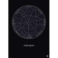 Affiche Addis Ababa – Poster carte de ville 2.5km | Gravura – Fond foncé