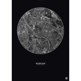 Affiche Warsaw – Poster vue satellite 6km N&B | Gravura – Fond foncé