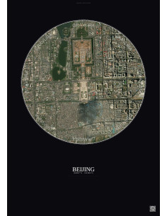 Affiche Beijing – Poster vue satellite 2.5km Couleur | Gravura – Fond foncé