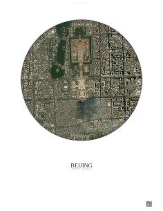 Affiche Beijing – Poster vue satellite 2.5km Couleur | Gravura – Fond clair