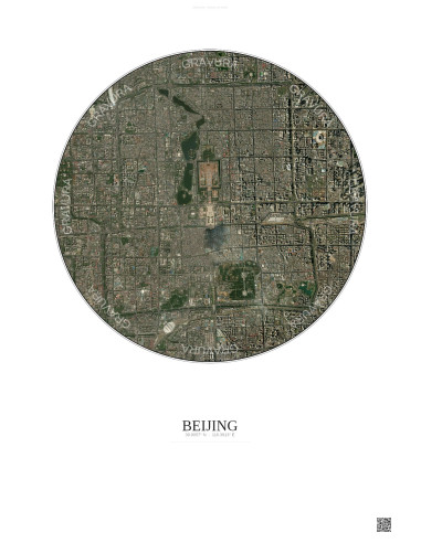 Beijing Satellite View Poster 6km Color | Gravura – Light background