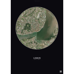 Affiche Lisbon – Poster vue satellite 10km Couleur | Gravura – Fond foncé