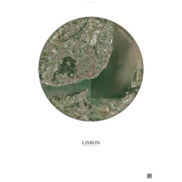 Affiche Lisbon – Poster vue satellite 10km Couleur | Gravura – Fond clair