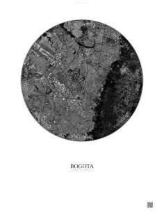 Affiche Bogota – Poster vue satellite 10km N&B | Gravura – Fond clair