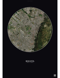 Affiche Bogota – Poster vue satellite 10km Couleur | Gravura – Fond foncé