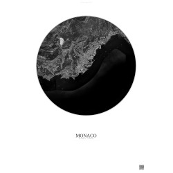 Affiche Monaco – Poster vue satellite 5km N&B | Gravura – Fond clair