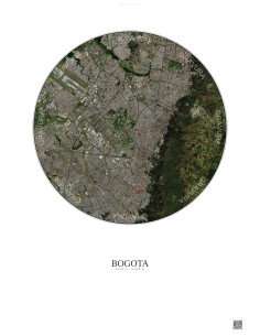 Affiche Bogota – Poster vue satellite 10km Couleur | Gravura – Fond clair
