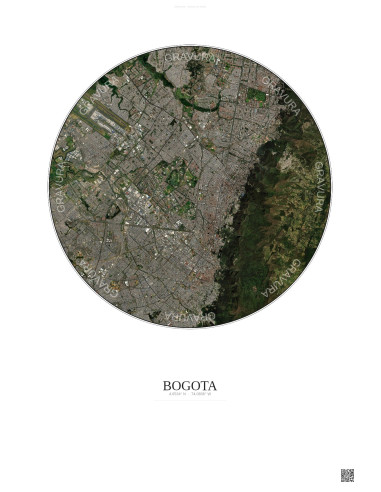 Affiche Bogota – Poster vue satellite 10km Couleur | Gravura – Fond clair