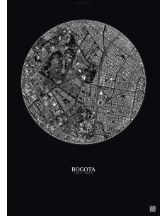 Affiche Bogota – Poster vue satellite 2.5km N&B | Gravura – Fond foncé