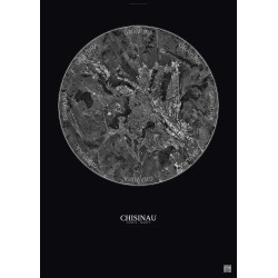 Affiche Chisinau – Poster vue satellite 10km N&B | Gravura – Fond foncé