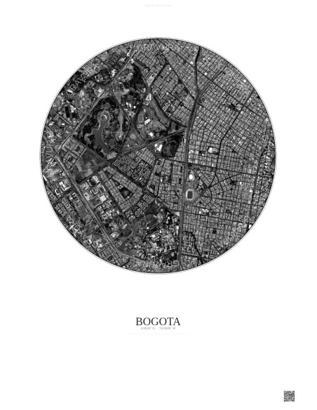 Bogota Satellite View Poster 2.5km B&W | Gravura – Light background
