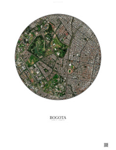 Affiche Bogota – Poster vue satellite 2.5km Couleur | Gravura – Fond clair