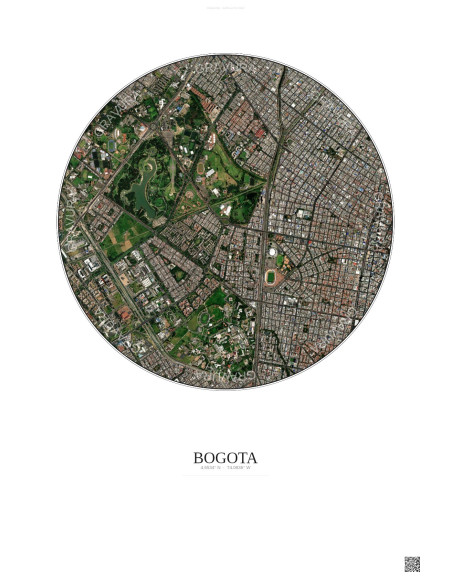 Bogota Satellite View Poster 2.5km Color | Gravura – Light background
