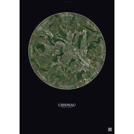 Affiche Chisinau – Poster vue satellite 10km Couleur | Gravura – Fond foncé