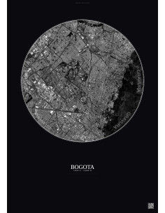 Affiche Bogota – Poster vue satellite 6km N&B | Gravura – Fond foncé