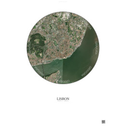 Affiche Lisbon – Poster vue satellite 6km Couleur | Gravura – Fond clair