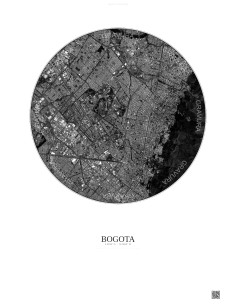 Affiche Bogota – Poster vue satellite 6km N&B | Gravura – Fond clair