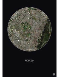 Affiche Bogota – Poster vue satellite 6km Couleur | Gravura – Fond foncé