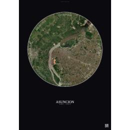 Affiche Asuncion – Poster vue satellite 10km Couleur | Gravura – Fond foncé