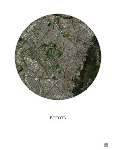 Affiche Bogota – Poster vue satellite 6km Couleur | Gravura – Fond clair