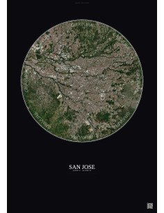 San Jose Satellite View Poster 10km Color | Gravura – Dark background