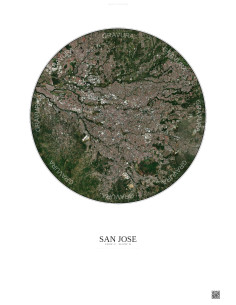 San Jose Satellite View Poster 10km Color | Gravura – Light background