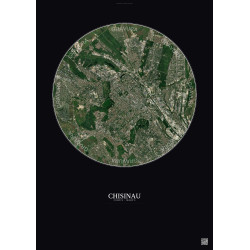 Affiche Chisinau – Poster vue satellite 6km Couleur | Gravura – Fond foncé