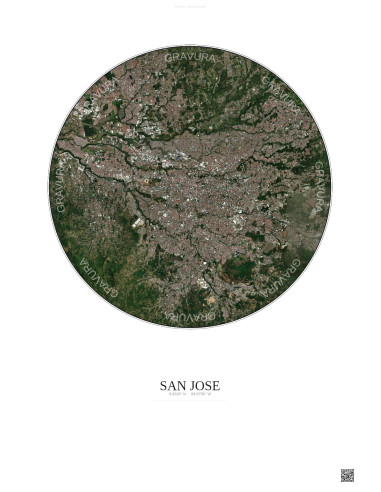Affiche San Jose – Poster vue satellite 10km Couleur | Gravura – Fond clair