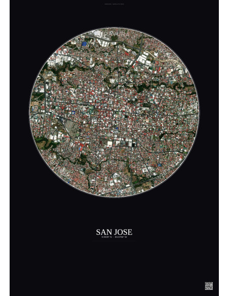 San Jose Satellite View Poster 2.5km Color | Gravura – Dark background