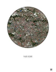 San Jose Satellite View Poster 2.5km Color | Gravura – Light background