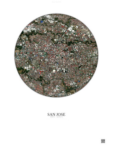 San Jose Satellite View Poster 2.5km Color | Gravura – Light background