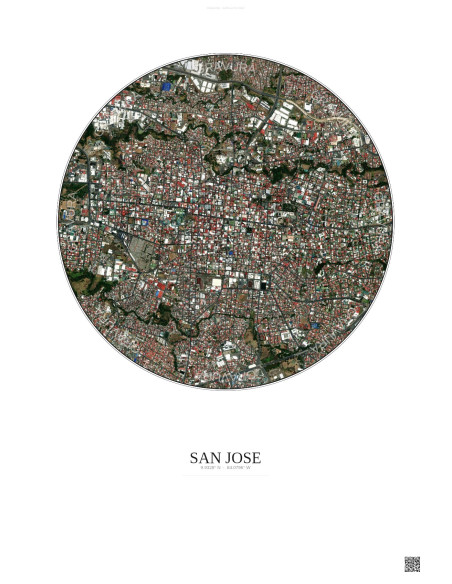 San Jose Satellite View Poster 2.5km Color | Gravura – Light background