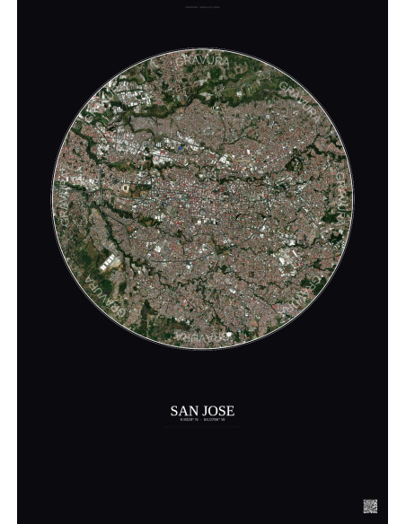Affiche San Jose – Poster vue satellite 6km Couleur | Gravura – Fond foncé