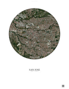 San Jose Satellite View Poster 6km Color | Gravura – Light background