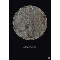 Affiche Antananarivo – Poster vue satellite 2.5km Couleur | Gravura – Fond foncé