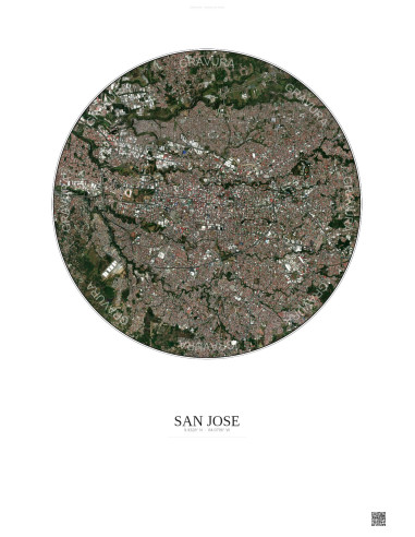 Affiche San Jose – Poster vue satellite 6km Couleur | Gravura – Fond clair