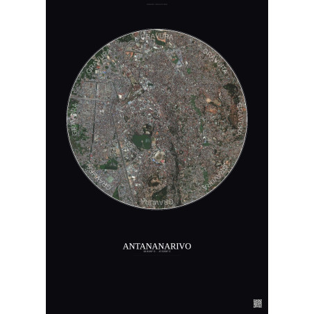 Affiche Antananarivo – Poster vue satellite 2.5km Couleur | Gravura – Fond foncé